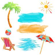 Watercolor summer beach set N7
