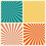 Sunburst Retro Textured Grunge Background Set N2