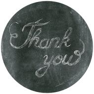 Thank You tag Chalk drawing on black chalkboard circle N2