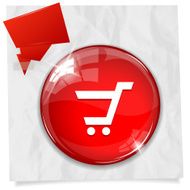 Glossy round red Shopping Car button N2