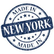 made in New York blue round grunge isolated stamp N2