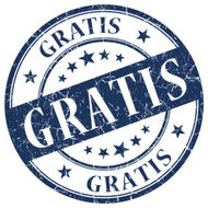 gratis round blue stamp