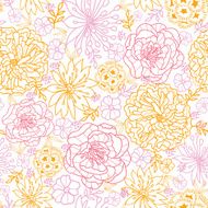 Flowers outlined seamless pattern background N2