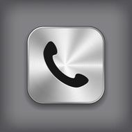 Phone icon - vector metal app button N2