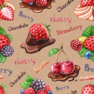 Seamless watercolor pattern with berry illustrations