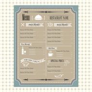 vintage of restaurant menu design