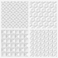 Abstract white 3d paper geometric pattern seamless background N2