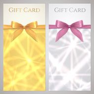 Coupon Voucher Gift card template Bow (ribbons) stars background