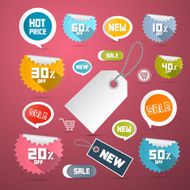 Set of Colorful Retro Paper Discount Labels N2
