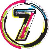 Colorful grunge font Number 7 N3