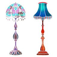 Watercolor vector vintage floor lamps set N2