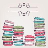 Vintage wedding invitation design with hand drawn macaroons N2