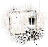 Grunge background with microphone