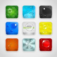 3d app buttons with water drops N2
