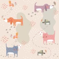 Funny seamless pattern with cute animals N2