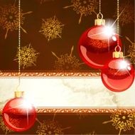 Elegant Christmas banner with transparent red ornaments