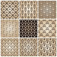 seamless vintage backgrounds set brown baroque wallpaper Vector N2