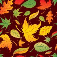 Vector Seamless Background with colorful Autumn Leaves Thanksgiving