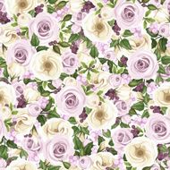 Seamless background with roses and lisianthus flowers