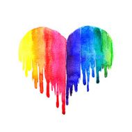 Rainbow watercolor heart