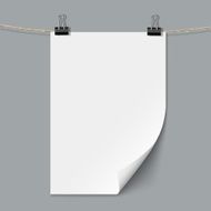 Blank paper sheet on rope