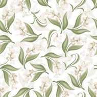 Seamless pattern with lily of the valley and snowdrop flowers N2