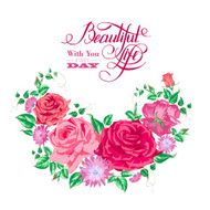 Pink rose and candle over white N2