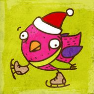 Bird Skating on Grunge Background N2