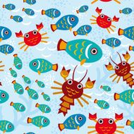 Seamless pattern with marine animals vector N2