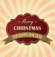 Red vintage retro Christmas card