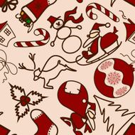 Seamless pattern with symbols of Christmas and New Year