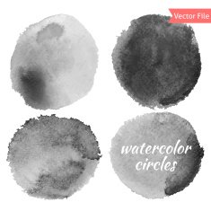 Grey Watercolor Vector Circles Set N2