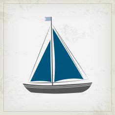 Vintage marine card with sailboat N2