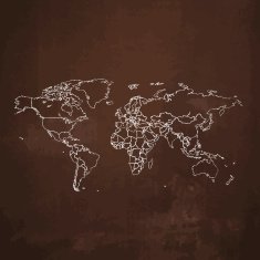 World Map sketched on rusty metal background