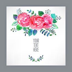 greeting card with watercolor flowers - 3