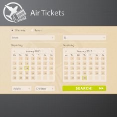 Web interface of air tickets sale website N2