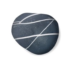 Black striped pebble on white background