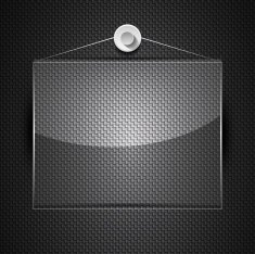 Vector glass plate on black texture