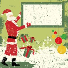 Santa Claus holding a sign