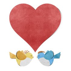 red heart and bird recycled papercraft N2