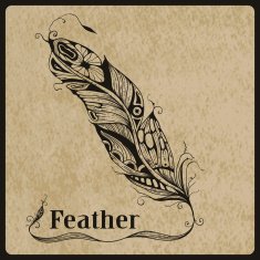 Vector feather on rough paper texture N2