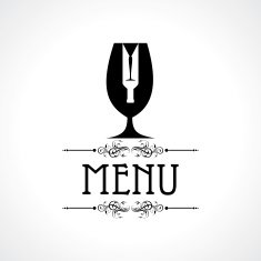 menu card with wine glass and bottle