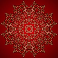 Red round gold lace ornament N2