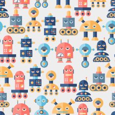 Seamless robots pattern in flat style N4