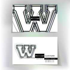 Business card design with letter W N3