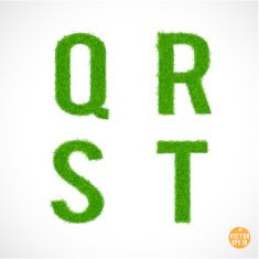 Q R S T uppercase with grass textured isolated vector N2