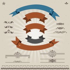 Vintage Banners Ribbons And Floral Patterns