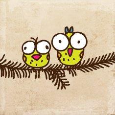Cute BIrds on Grunge Background N2