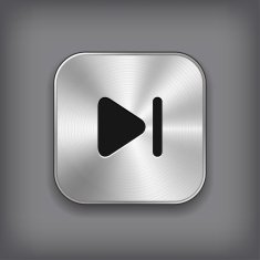 Media player icon - vector metal app button N4