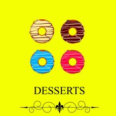 Vector dessert menu with donuts